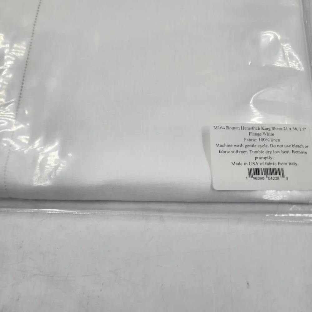 Matouk Roman Linen Hemstitch King Sham 21 x 36 - Flange White